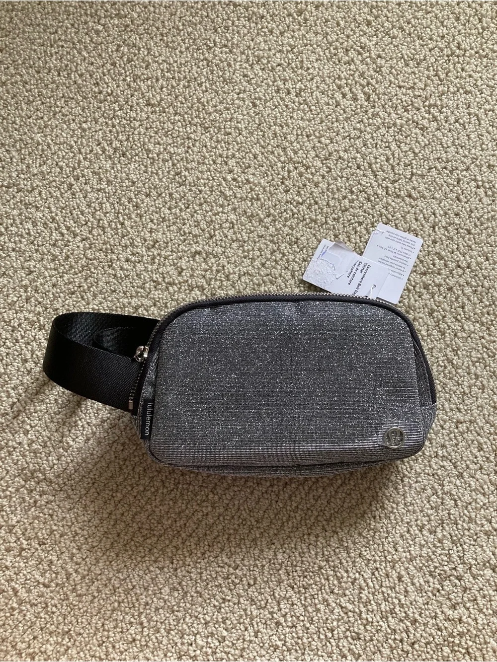 Lululemon Everywhere Belt Bag Glitter Silver Gray O/S Fanny Pack RARE NWT